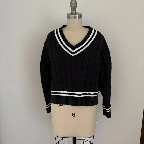 Hope & Henry Women's Long Sleeve V-Neck Cricket Cable Knit Sweater Size XL - Picture 1 of 8